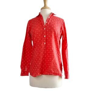 Ann Taylor LOFT Red Diamond Embroidered The Softened Shirt